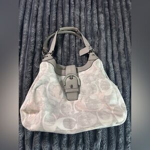 Coach Gray and Cream Shoulder Bag